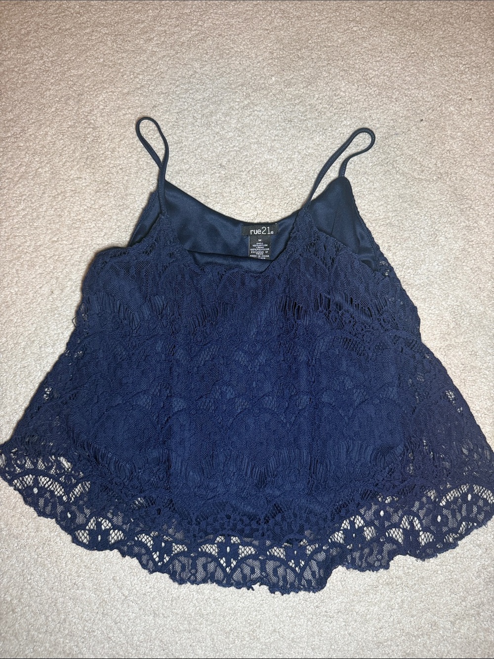 Rue21 Navy Lace Spaghetti Strap Cami Top
